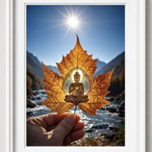 Celestial Leaf of Enlightenment – Premium Spiritual Nature Canvas Collection