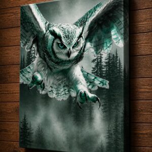 Emerald Frost Sentinel – Premium Arctic Owl Canvas Collection
