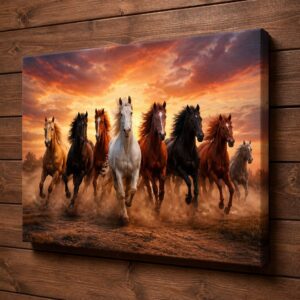 Golden Horizon Stampede – Premium Majestic Horse Canvas Collection